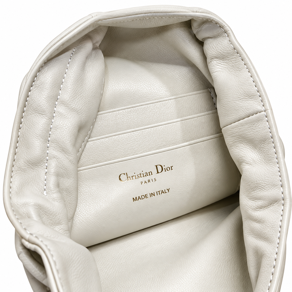 Dior White Cannage Quilted CD Chain Bucket Bag