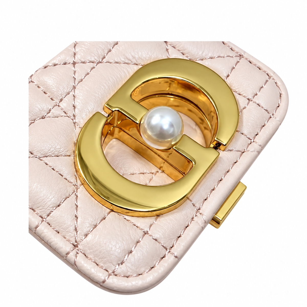 Dior Small Jouis Flap Bag in Nude Pink with Pearl Chain Strap