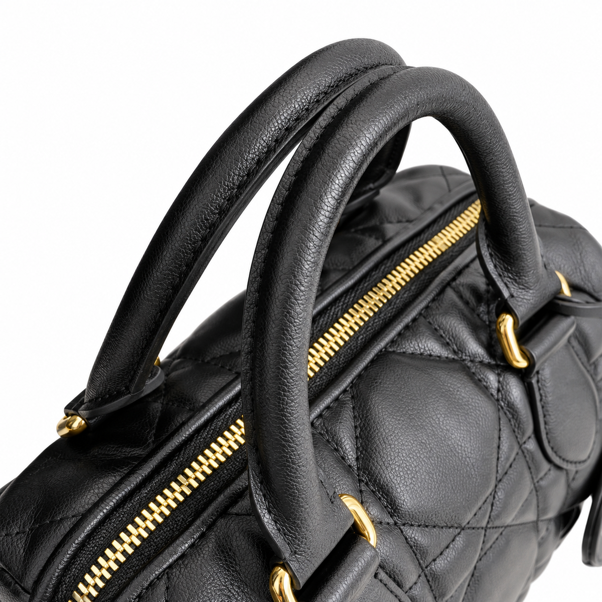 Dior Black Cannage Quilted Boston Bag