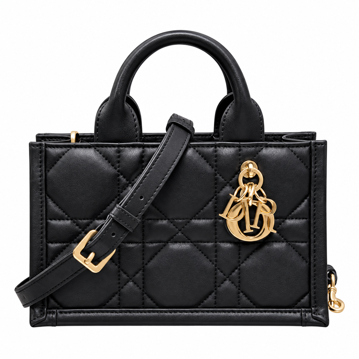 Dior Lady D-Joy Bag in Black Cannage Leather with Gold CD Charm