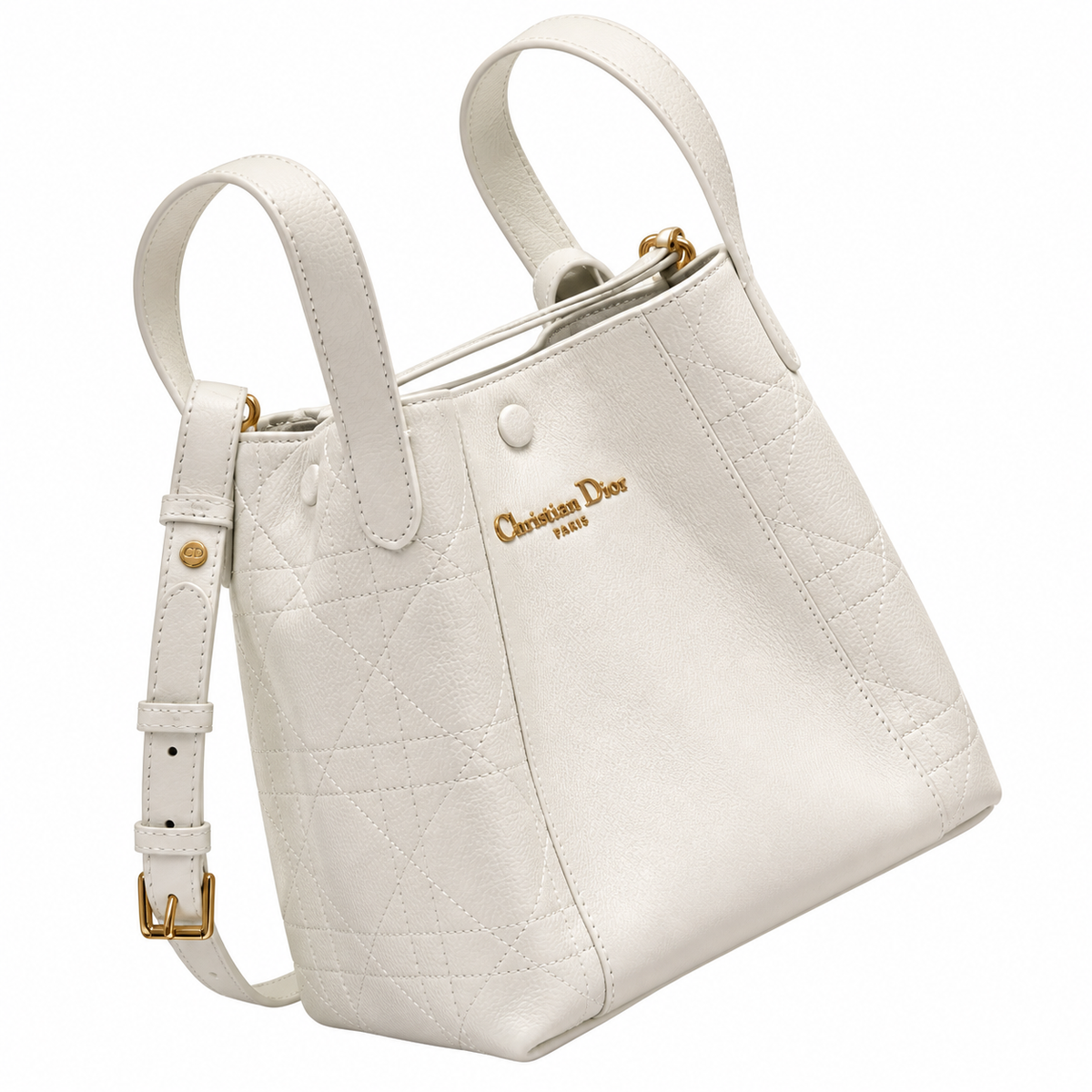 Dior Toujours Small Tote Bag in White with Christian Dior Logo