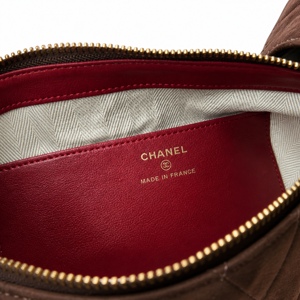 Chanel Brown Quilted Zip Shoulder Bag