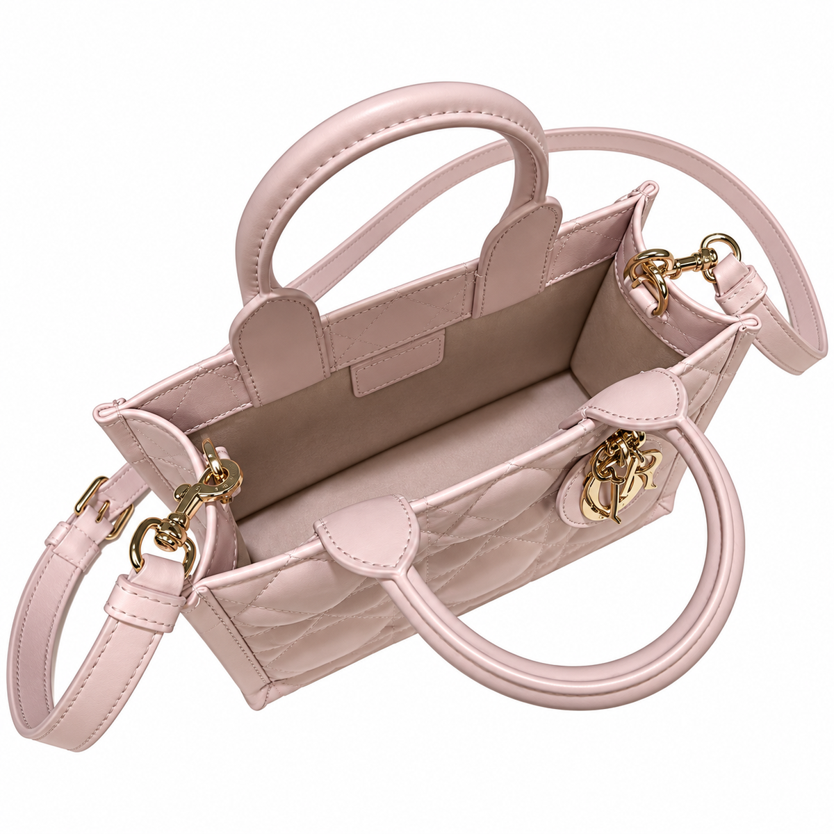 Dior Lady D-Joy Bag in Blush Pink Cannage Leather with Gold CD Charm