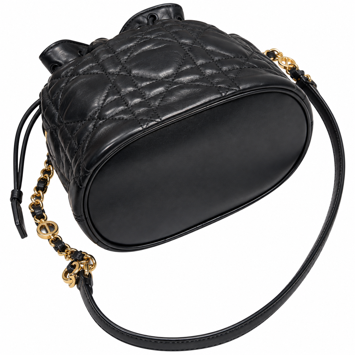 Dior Black Cannage Quilted CD Chain Bucket Bag