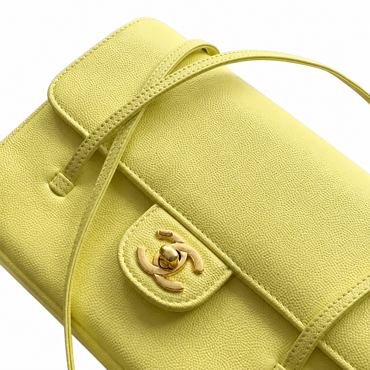 Chanel Yellow Textured Flap Shoulder Bag