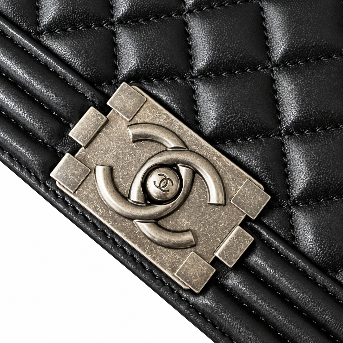 Chanel Black Quilted Lambskin Boy Bag Silver Hardware