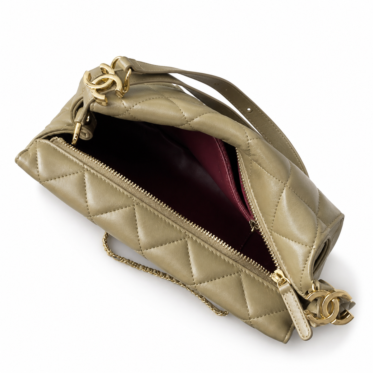Chanel Olive Quilted Shoulder Bag