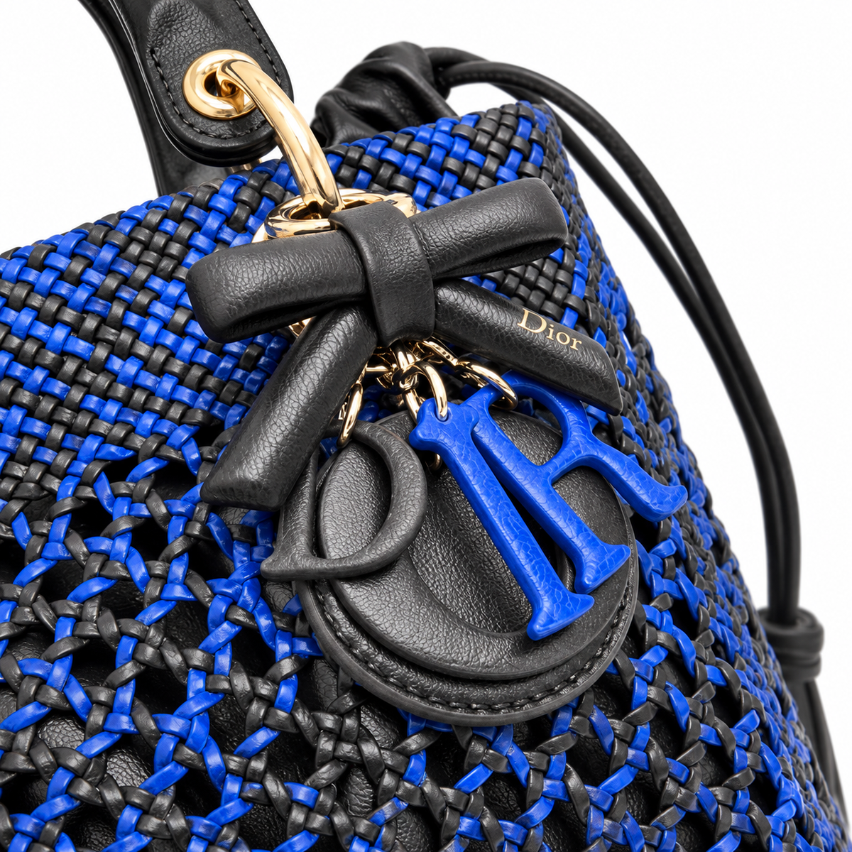 Lady Dior Medium Wicker Cannage Bag with DIOR Charms in Royal Blue