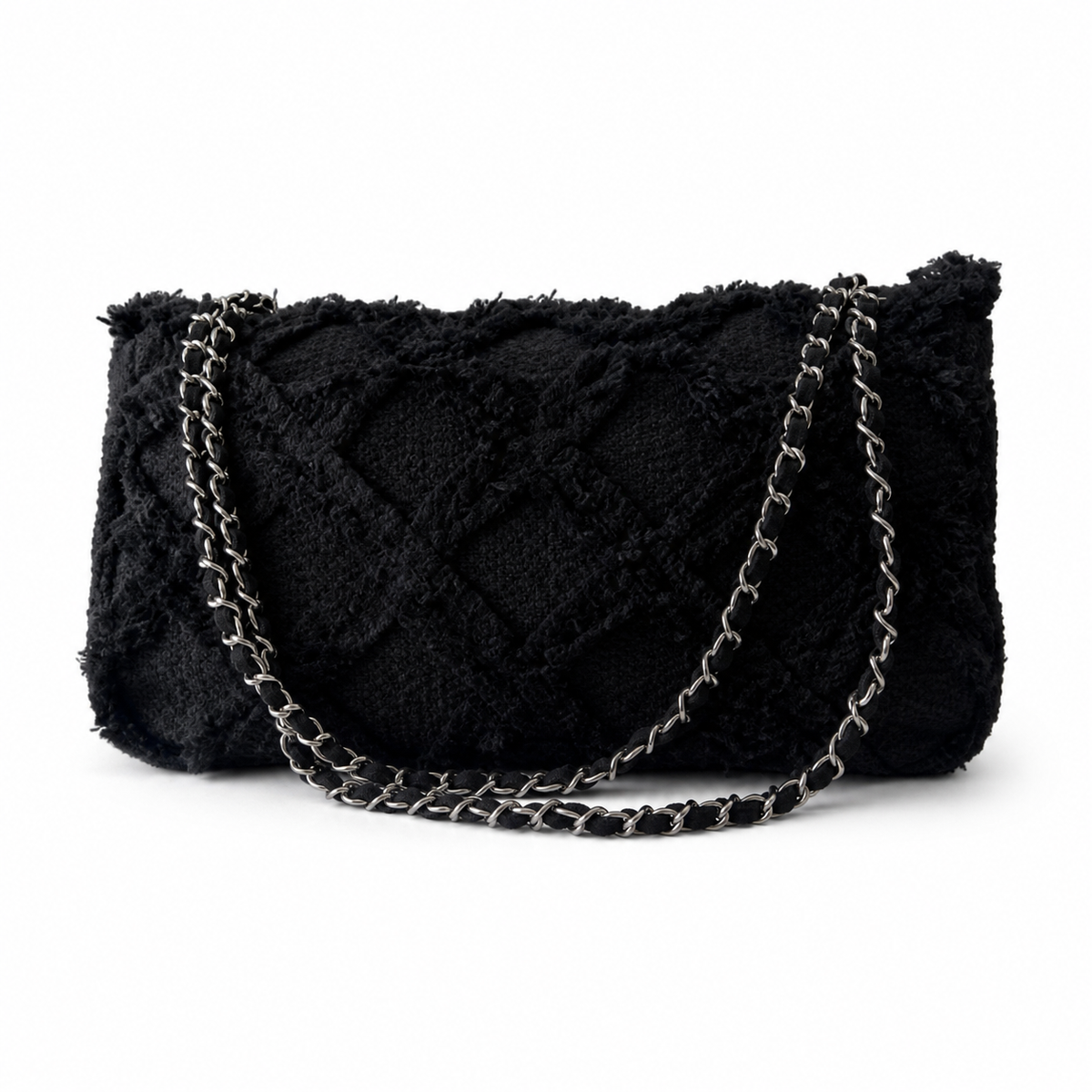 Chanel Black Fringed Flap Shoulder Bag