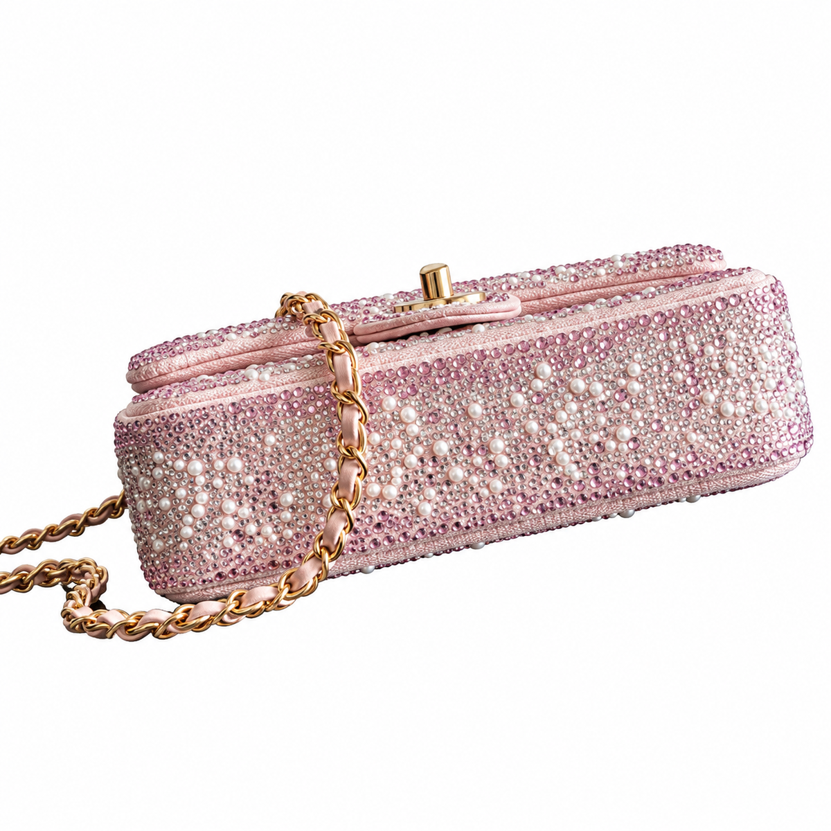 Chanel Pink Pearl Crystal Embellished Flap Bag