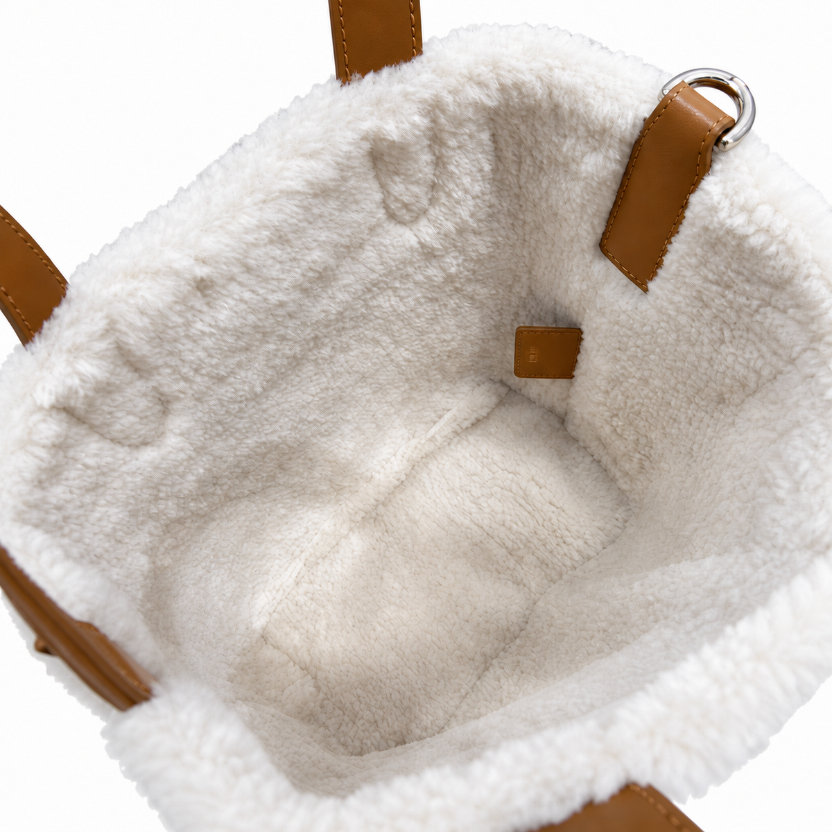 Dior Toujours Mini Bag in White Shearling with Camel Leather Trim