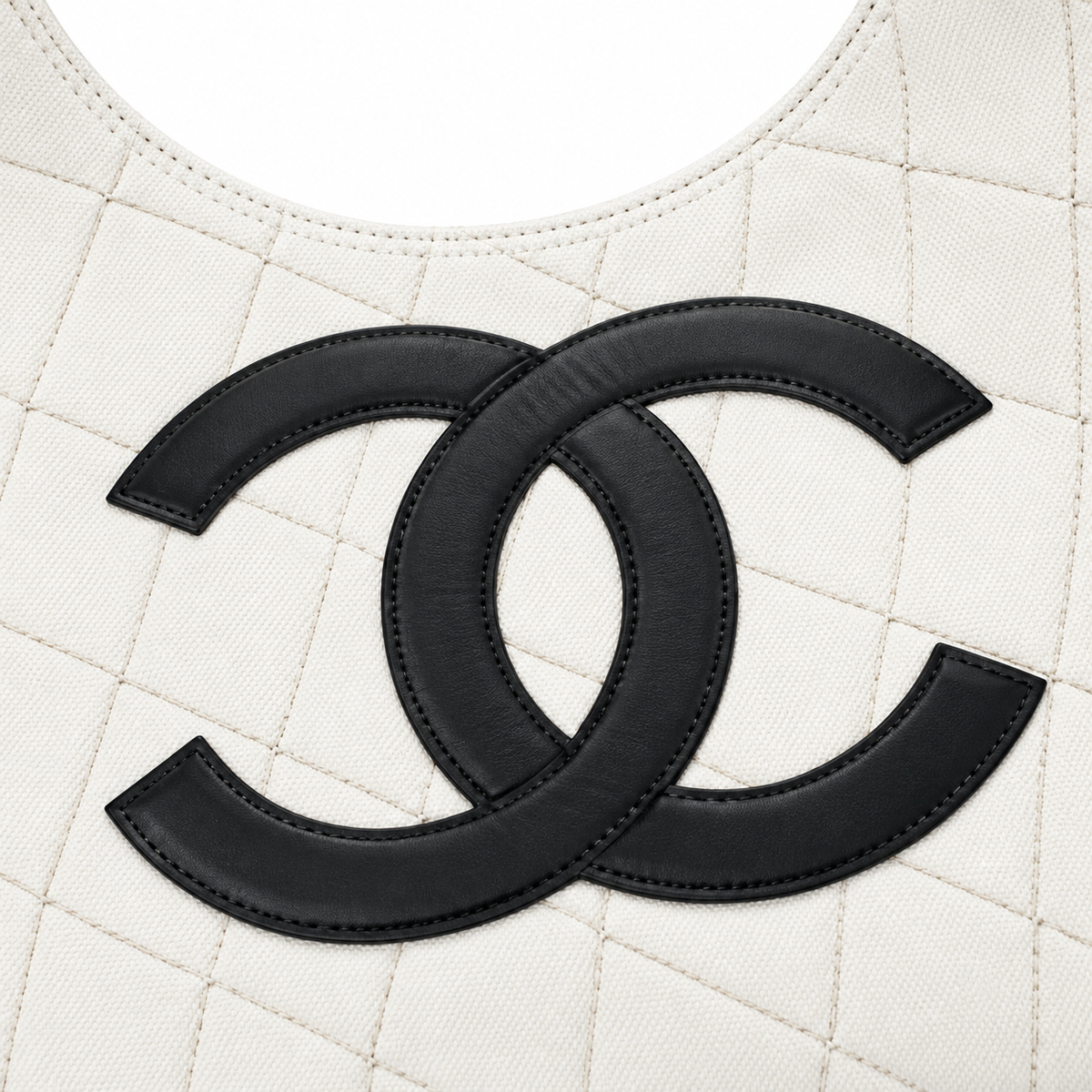 Chanel White Quilted Large 22 Bag with Black Chain