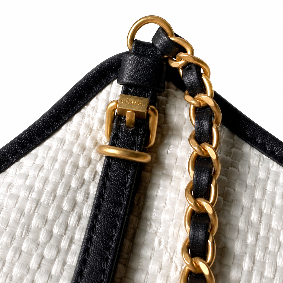 Chanel Quilted Tote Bag with Leather-Woven Chain Strap