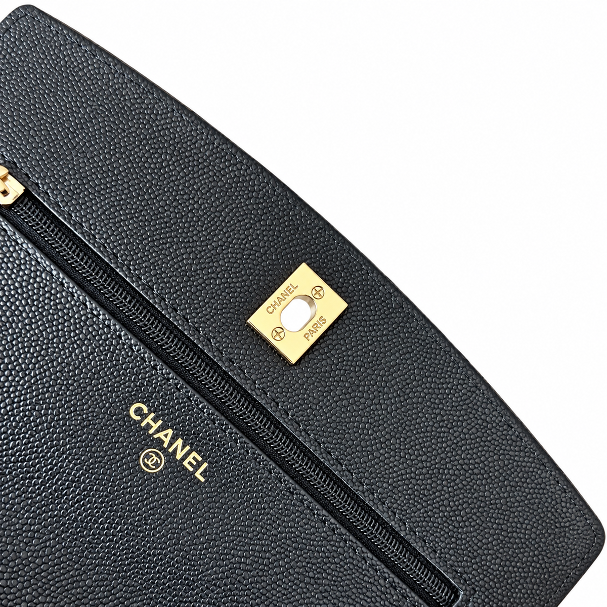 Chanel Black Caviar Quilted Mini Top Handle Flap Bag