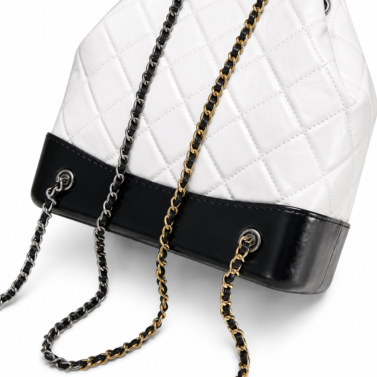 Chanel White Quilted Chain Backpack
