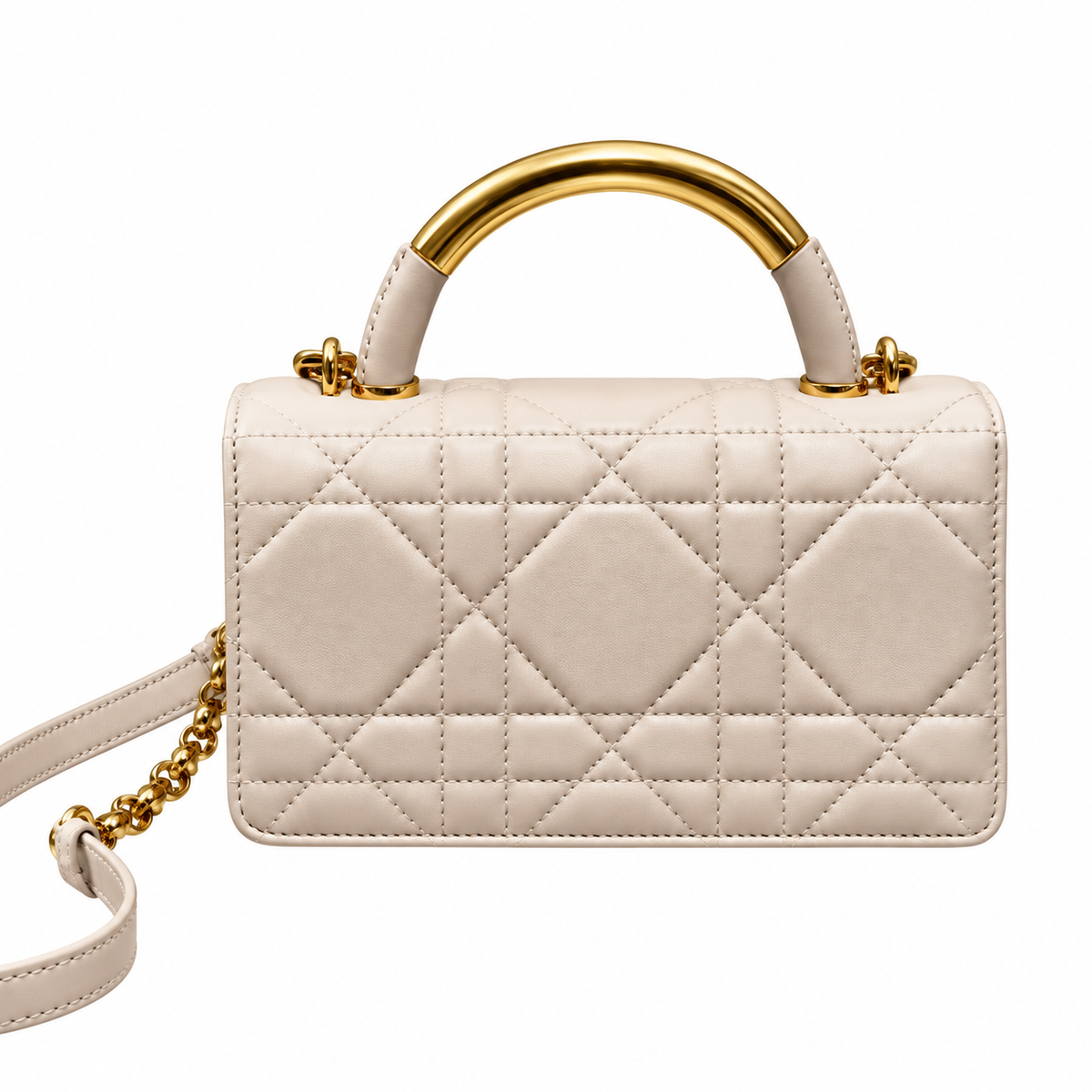 Dior Beige Caro Cannage Pearl CD Lock Bag