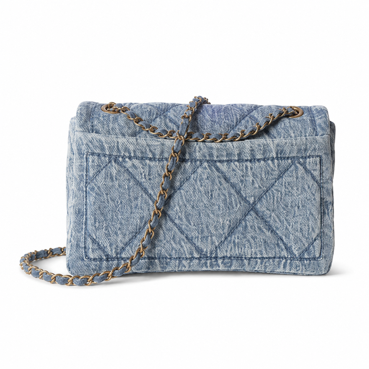 Chanel Denim Flap Bag with Oversized Antique Gold CC Turn-Lock
