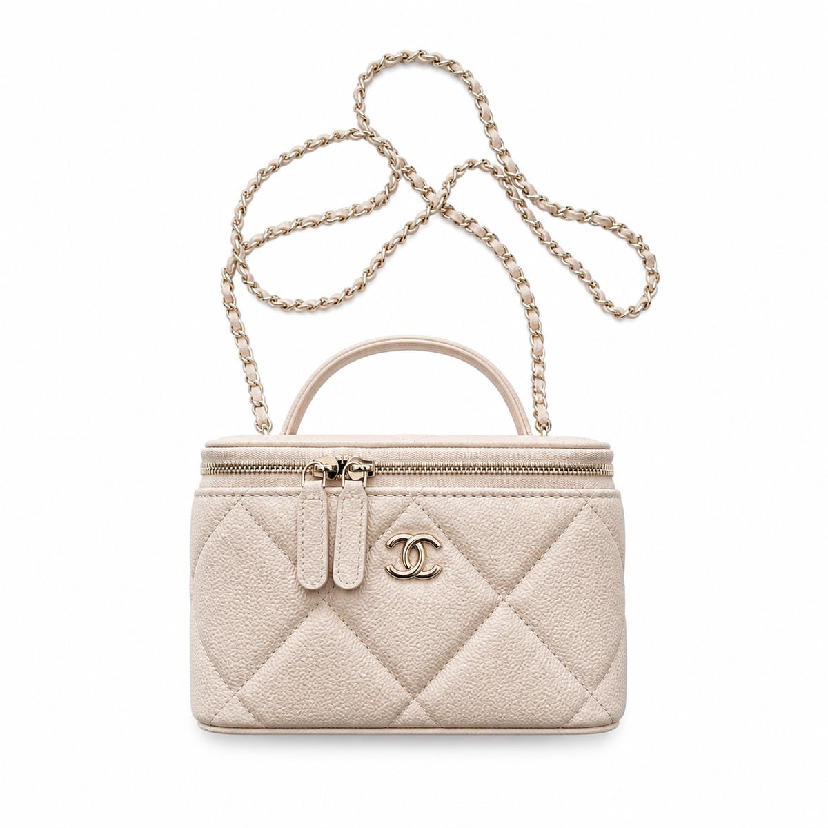 Chanel Cream Quilted Mini Vanity Bag