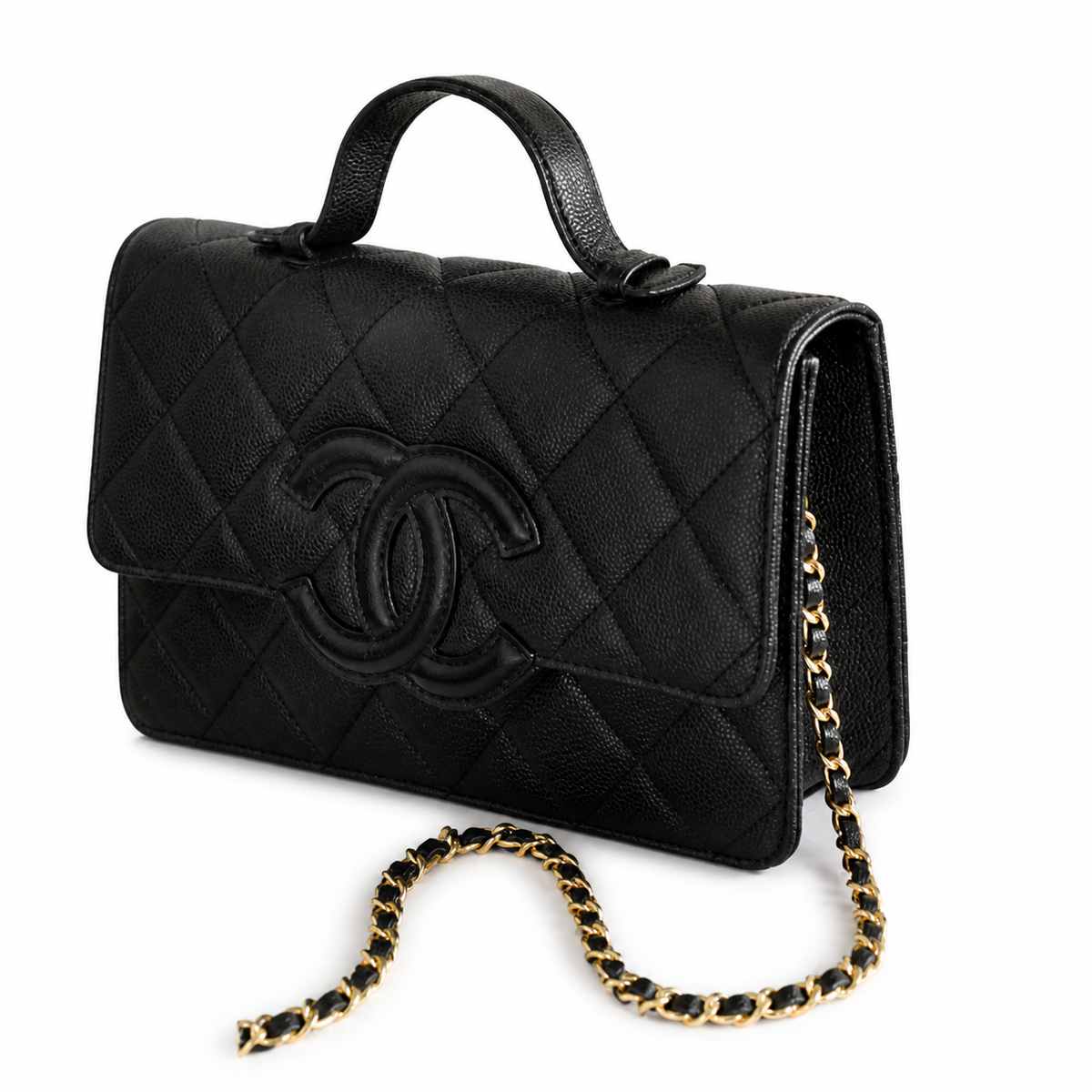 Chanel Quilted Top Handle Bag with Chain