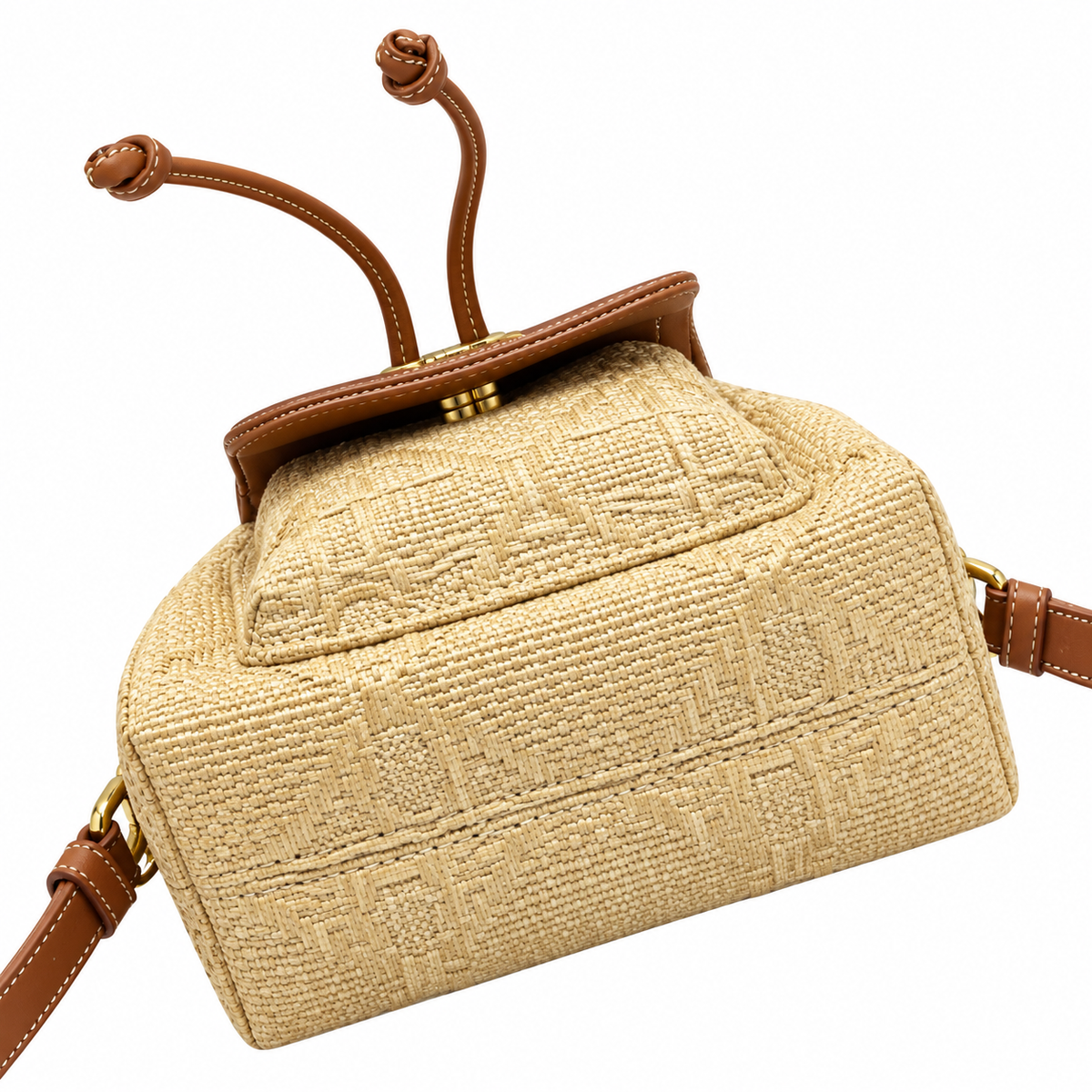 Dior Raffia Woven CD Logo Drawstring Bucket Bag