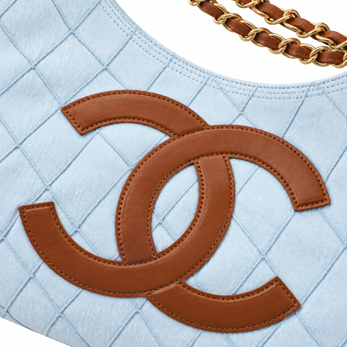 Chanel Ice Blue Quilted Large 22 Bag with Chain