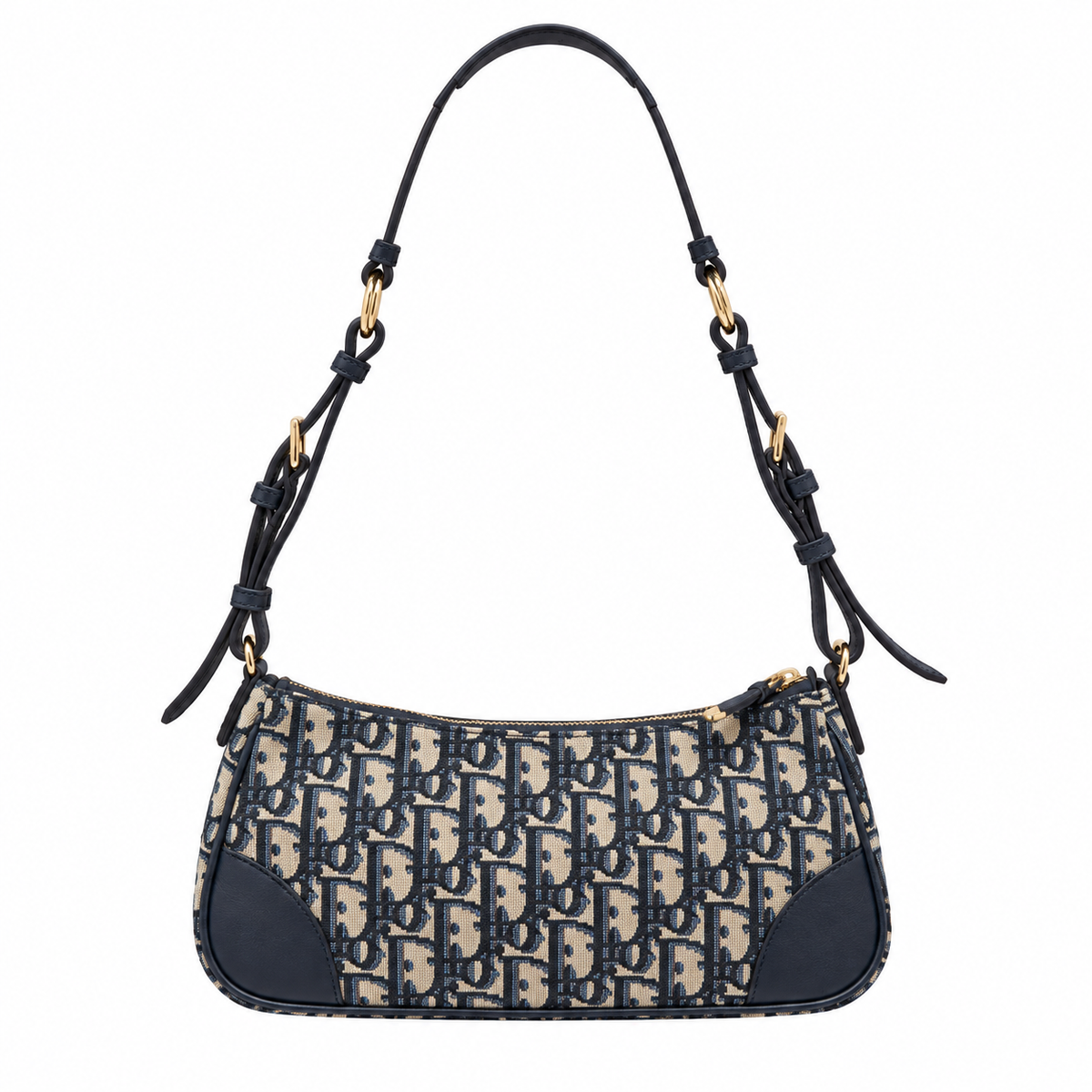 Dior Oblique Jacquard Zip Pochette Shoulder Bag with Adjustable Strap