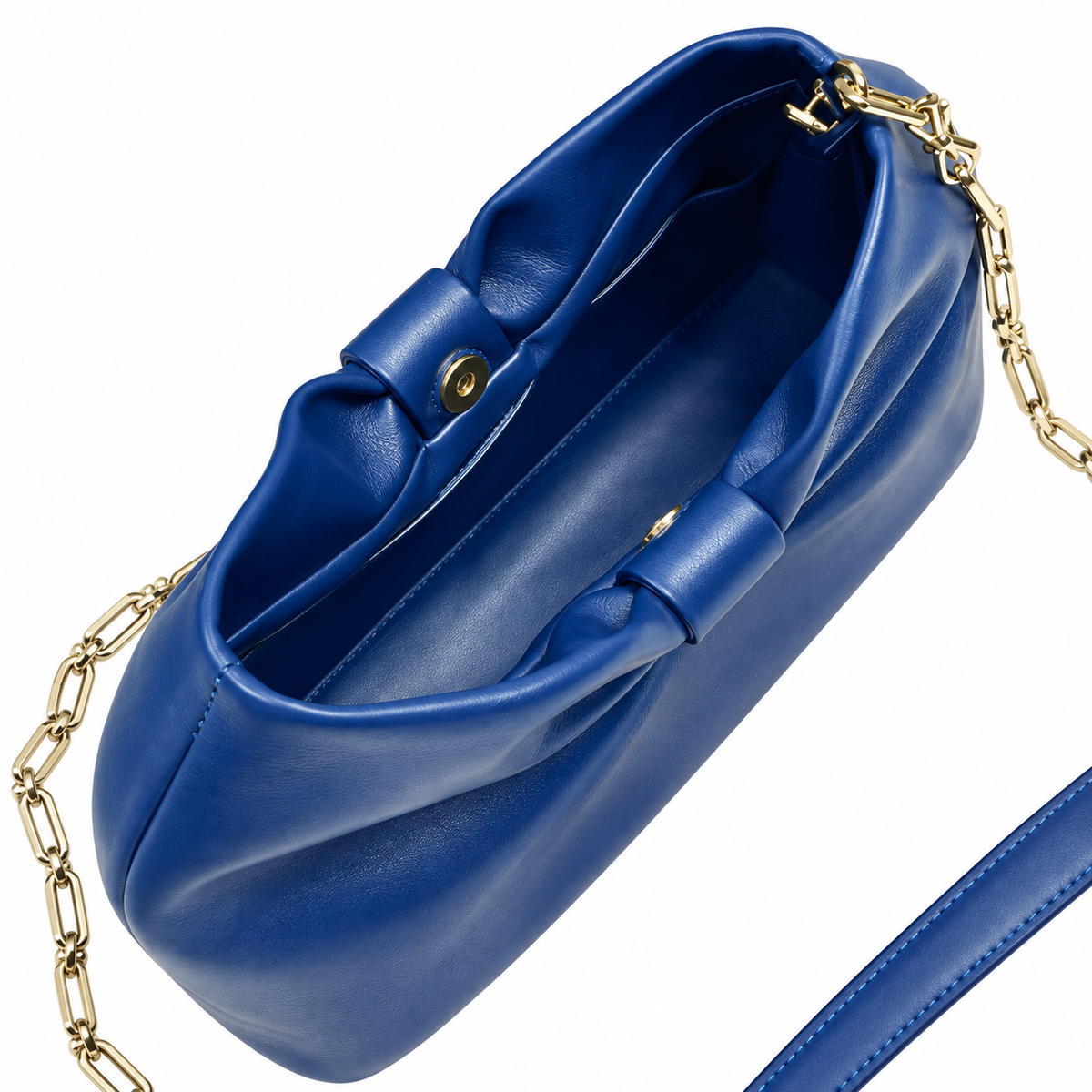 Dior Bow Bag in Royal Blue Lambskin Leather with Antique Gold Chain