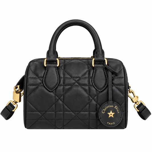 Dior Black Cannage Quilted Boston Bag