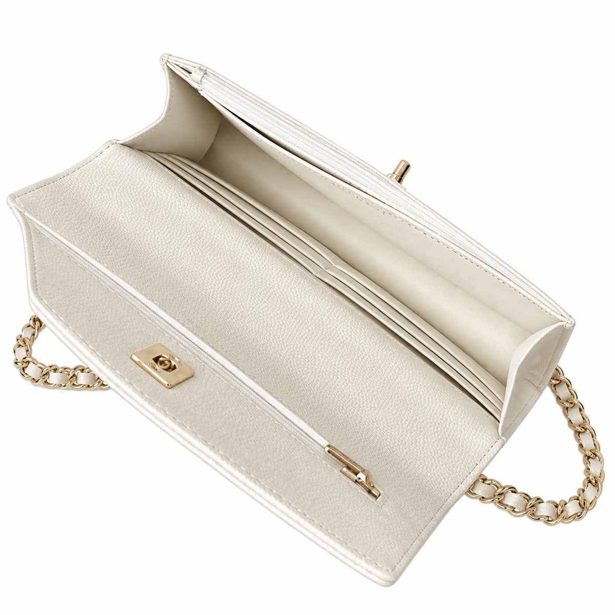 Chanel White Caviar Quilted Mini Top Handle Flap Bag