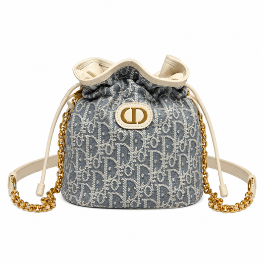 Dior Mini Oblique Jacquard Drawstring Bucket Bag