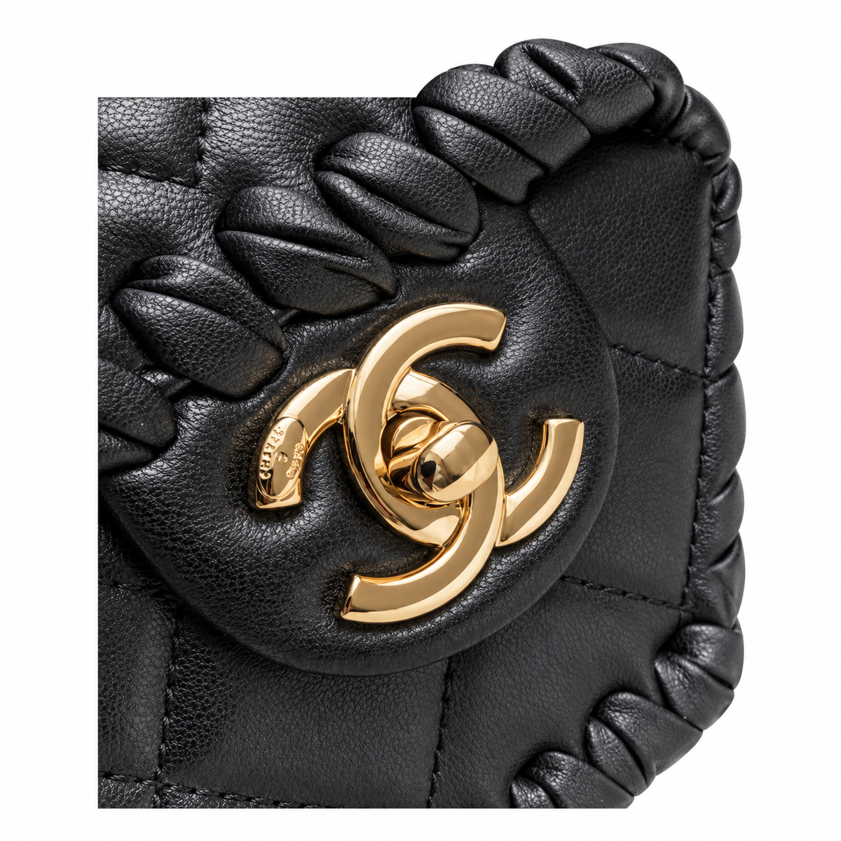 Chanel Black Quilted Flap Bag with Braided Edge