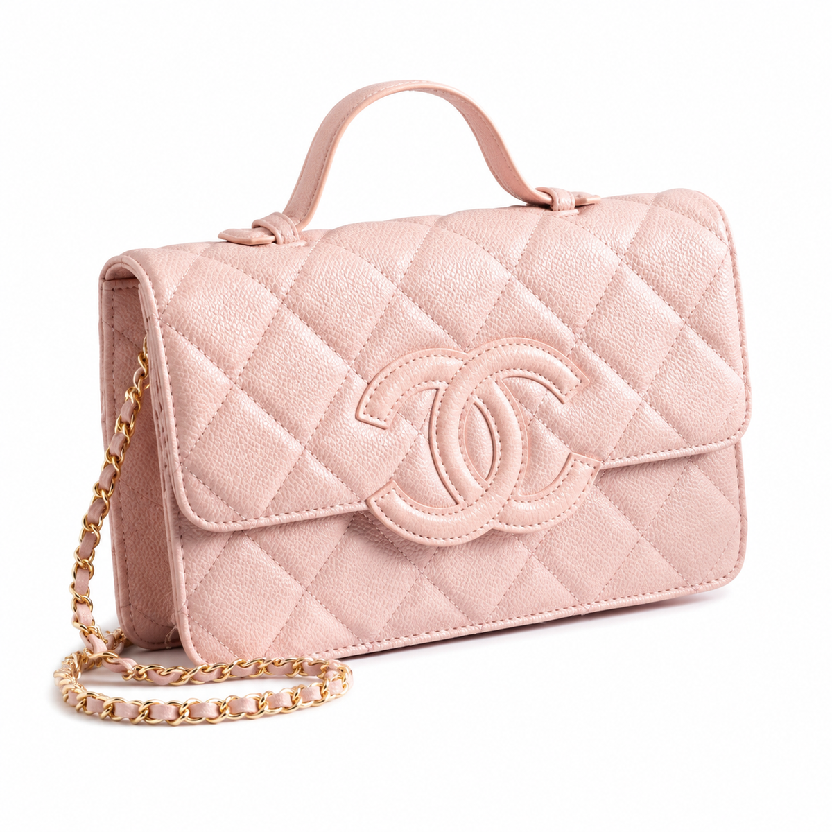 Chanel Structured Quilted Top Handle Bag