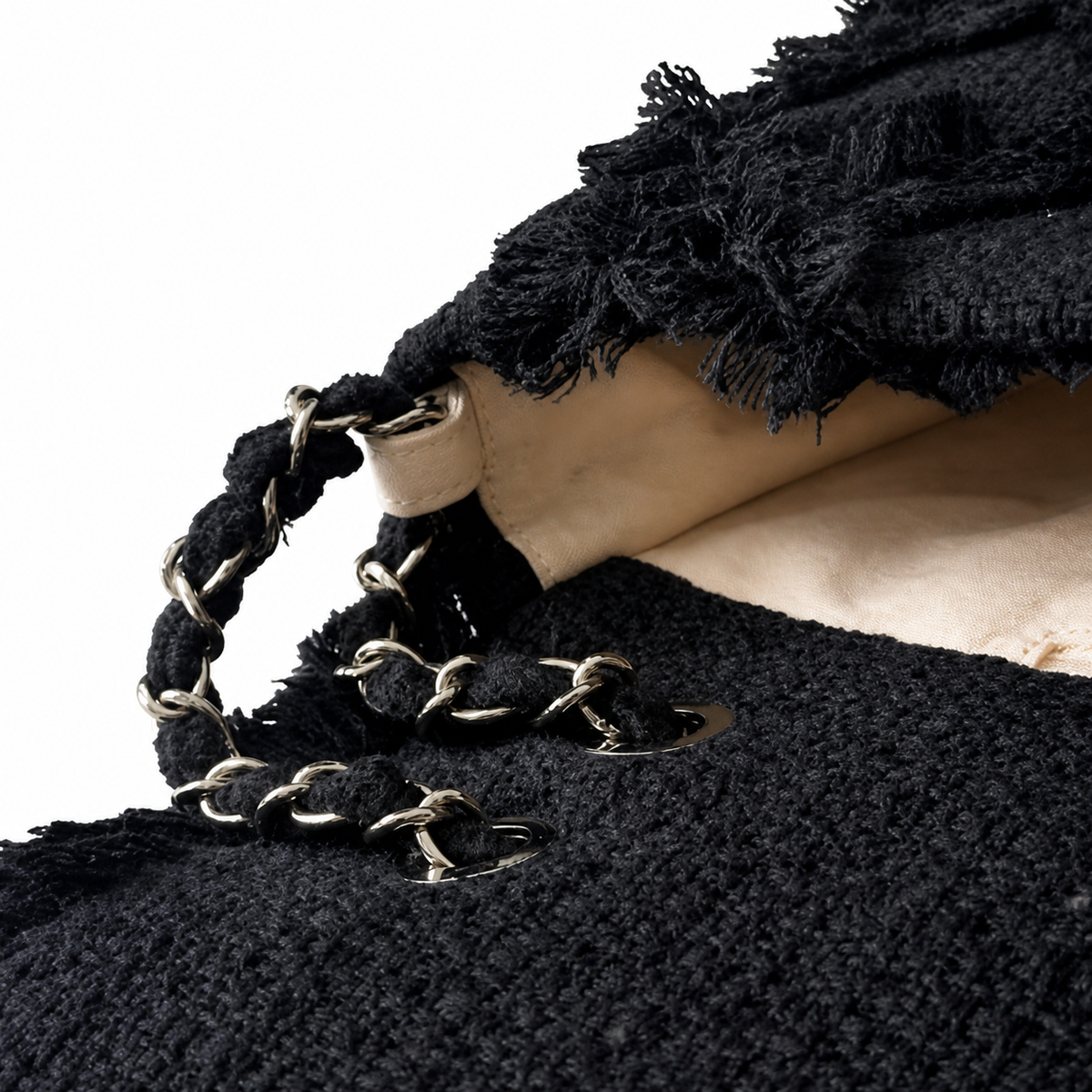 Chanel Black Fringed Flap Shoulder Bag