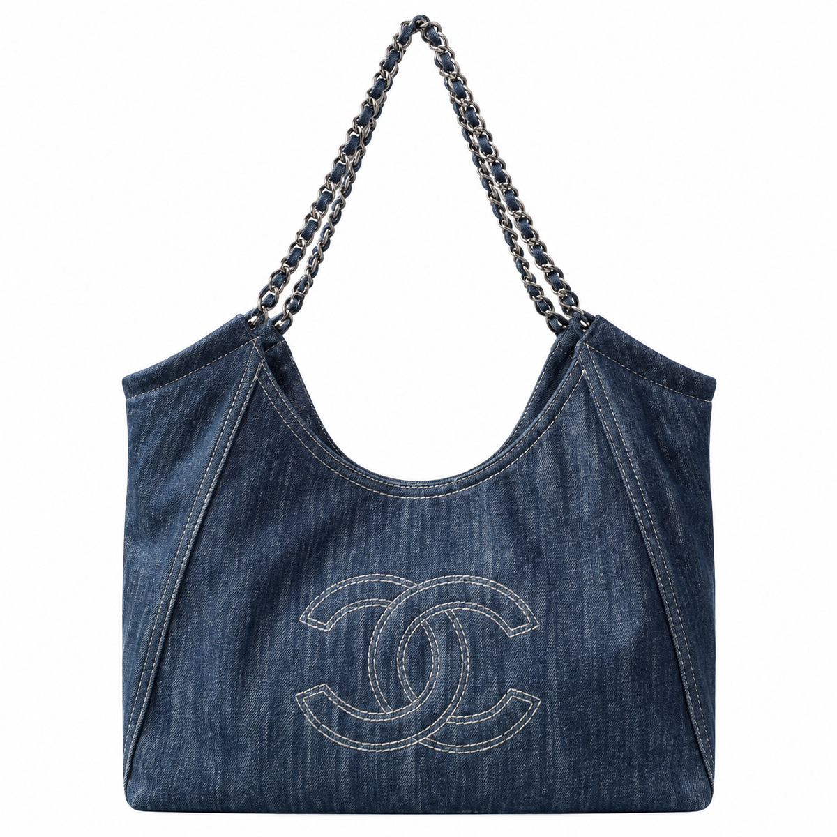 Chanel Navy Denim Large Deauville Shopping Tote