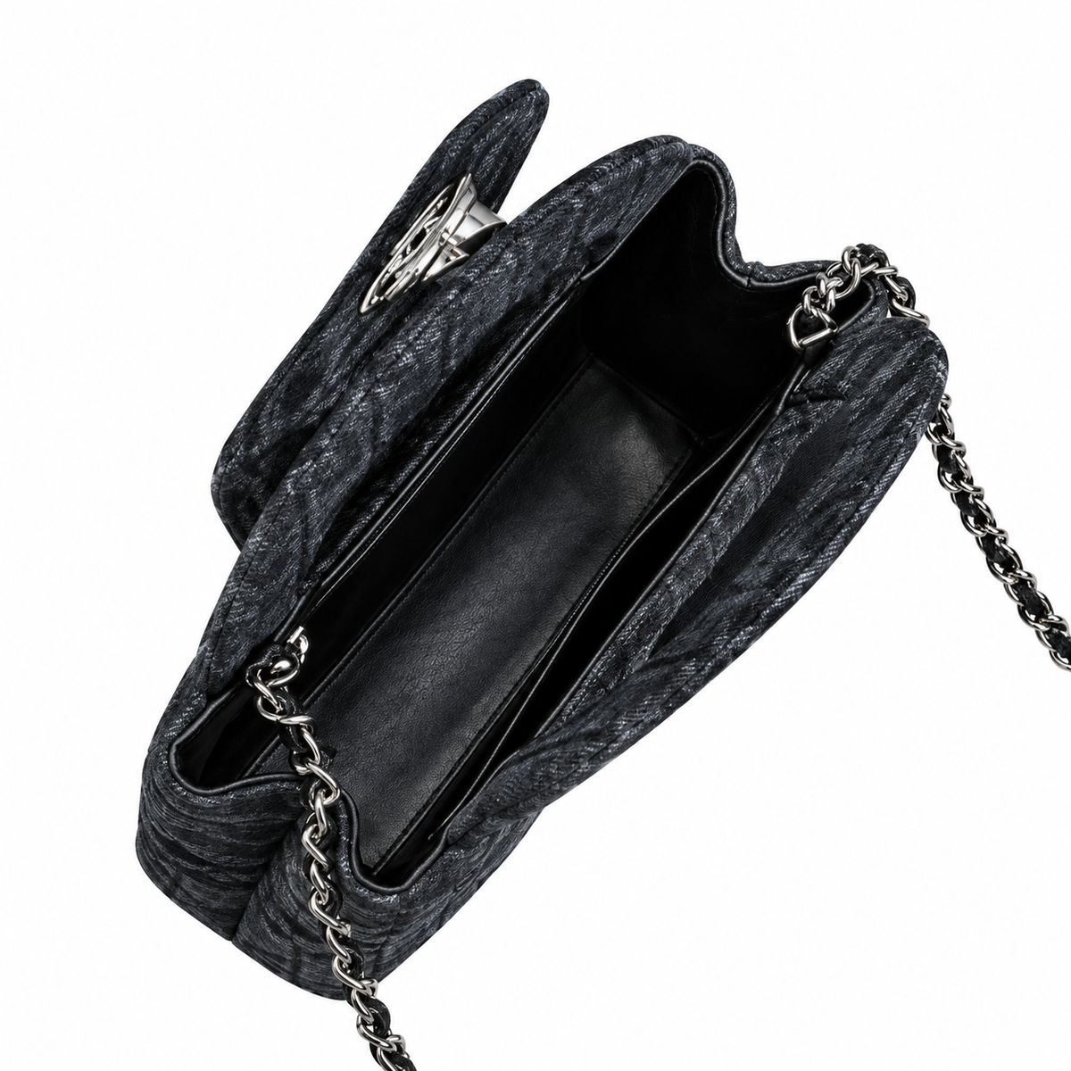 Chanel Dark Denim Quilted Mini Top Handle Flap Bag