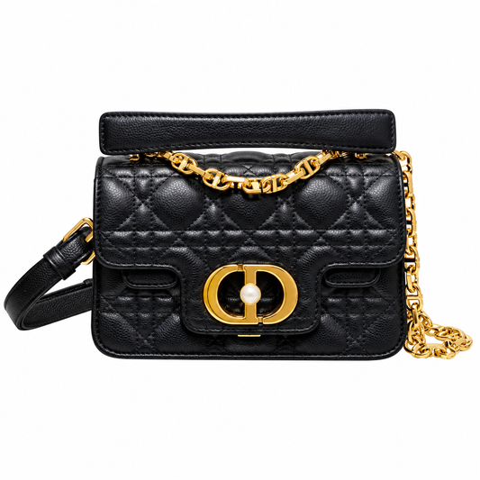 Dior Small Jouis Flap Bag in Black with Pearl CD Clasp