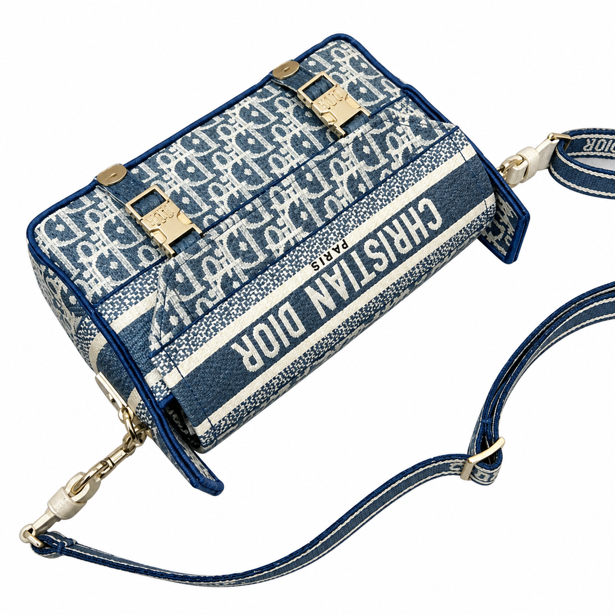Dior Hit the Road Bag in Blue Oblique Jacquard with Christian Dior Paris Logo