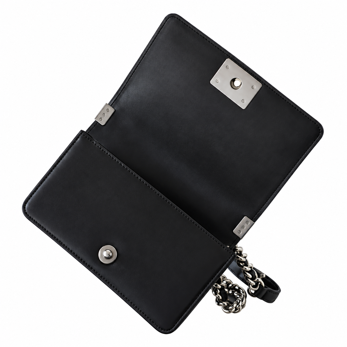 Chanel Black Quilted Lambskin Boy Bag Silver Hardware