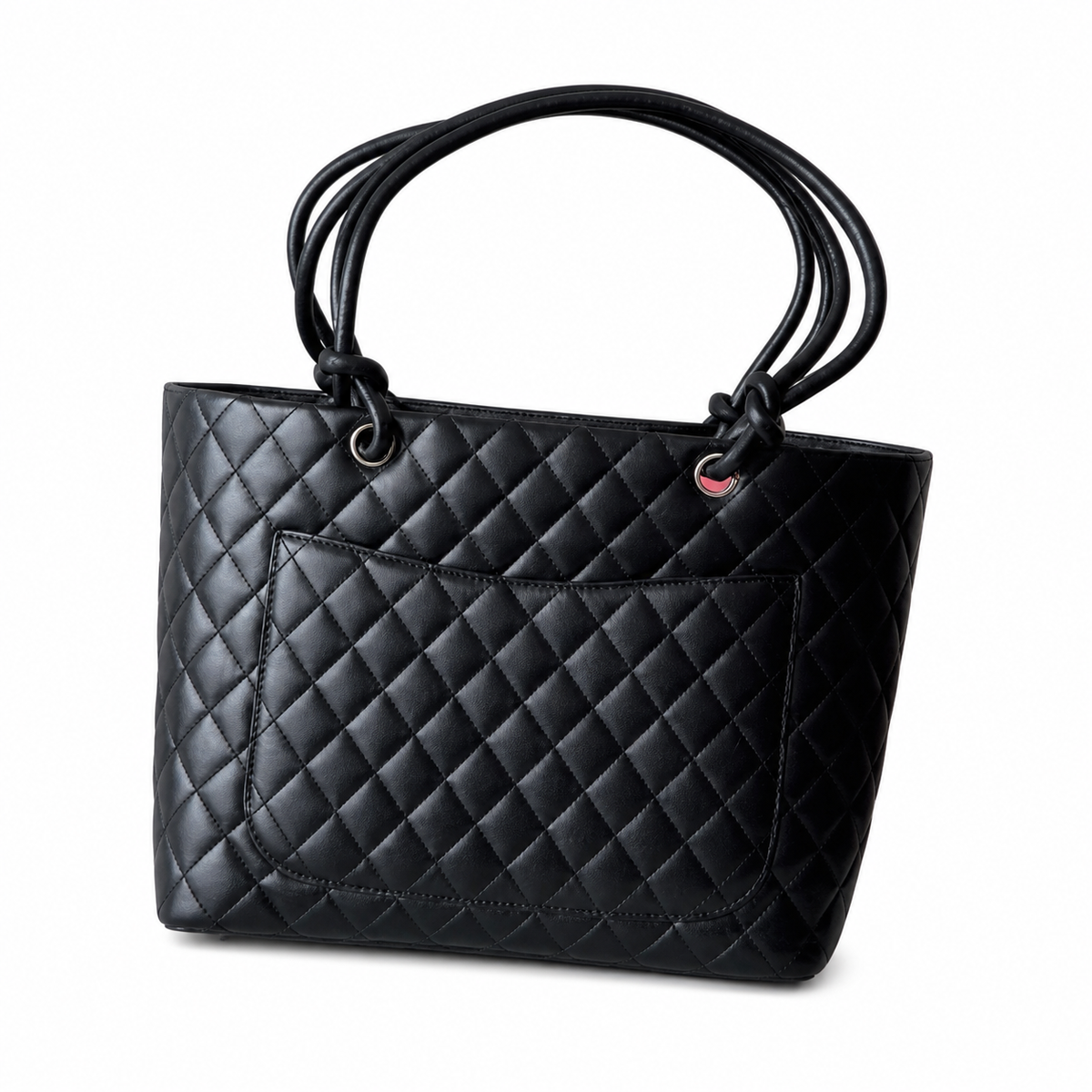 Chanel Black Quilted Tote with White CC