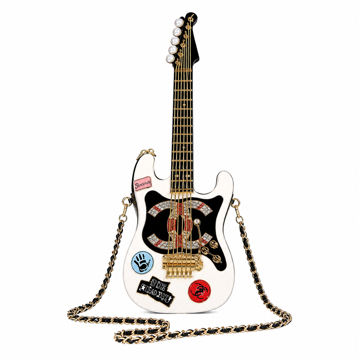 Chanel Guitar-Shaped Chain Crossbody Bag