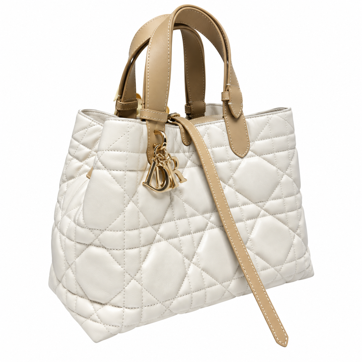 Dior Quilted Cannage Large Top Handle Tote Bag with Removable Strap