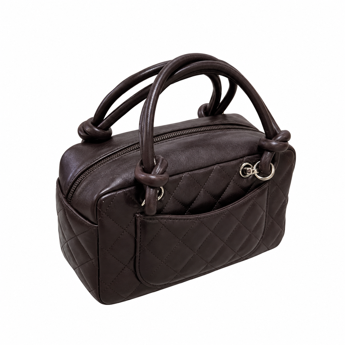 Chanel Dark Brown Cambon Quilted CC Bowler Bag