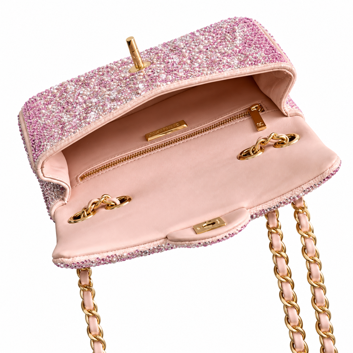 Chanel Pink Pearl Crystal Embellished Flap Bag