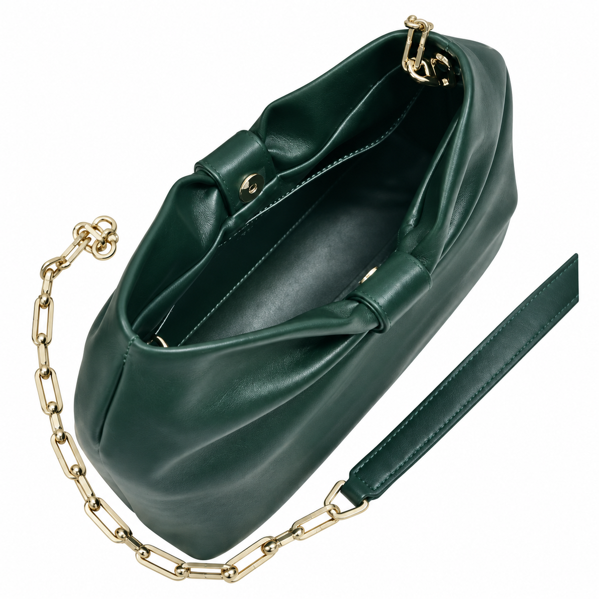 Dior Bow Bag in Forest Green Lambskin Leather with Gold Ring Hardware