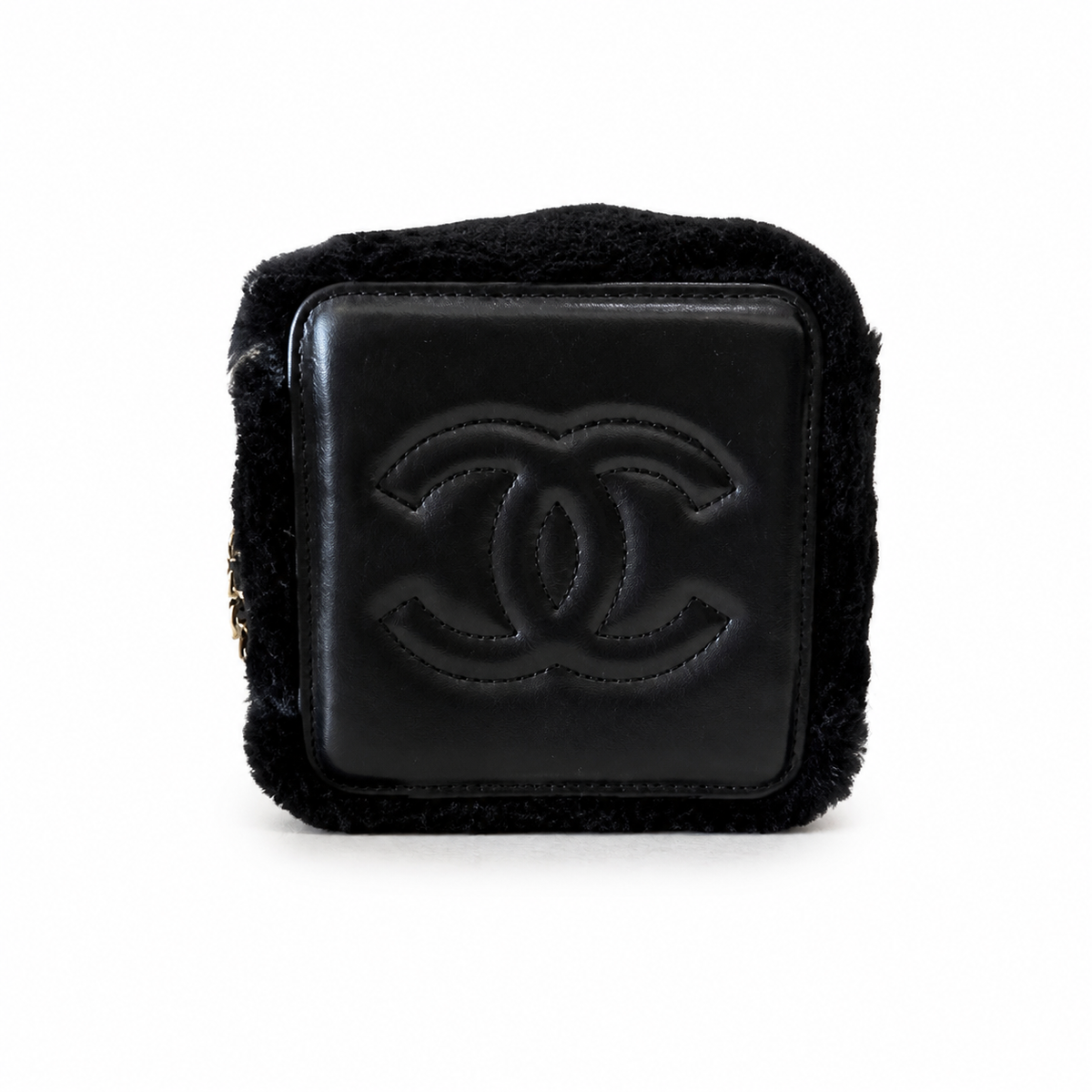 Chanel Black Fuzzy Chain Bucket Bag