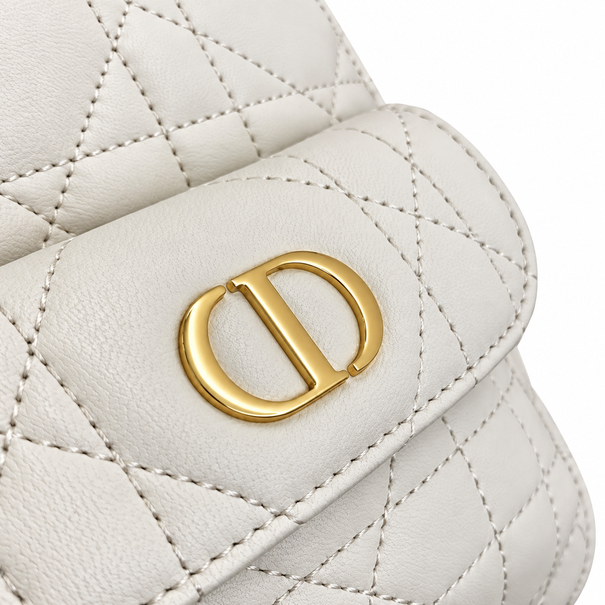 Dior Caro Bucket Bag in White Cannage Leather with CD Clasp