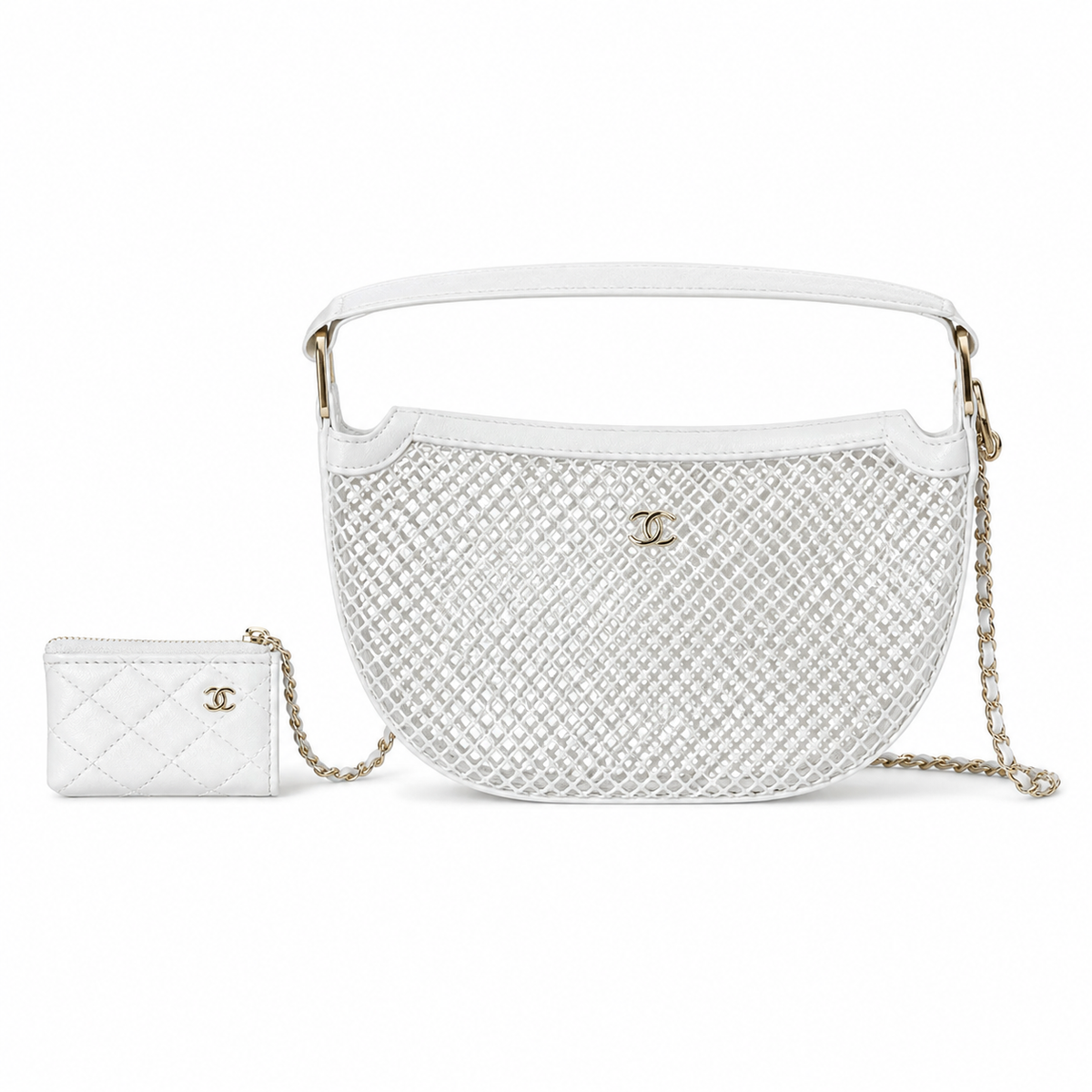 Chanel White Mesh Shoulder Bag