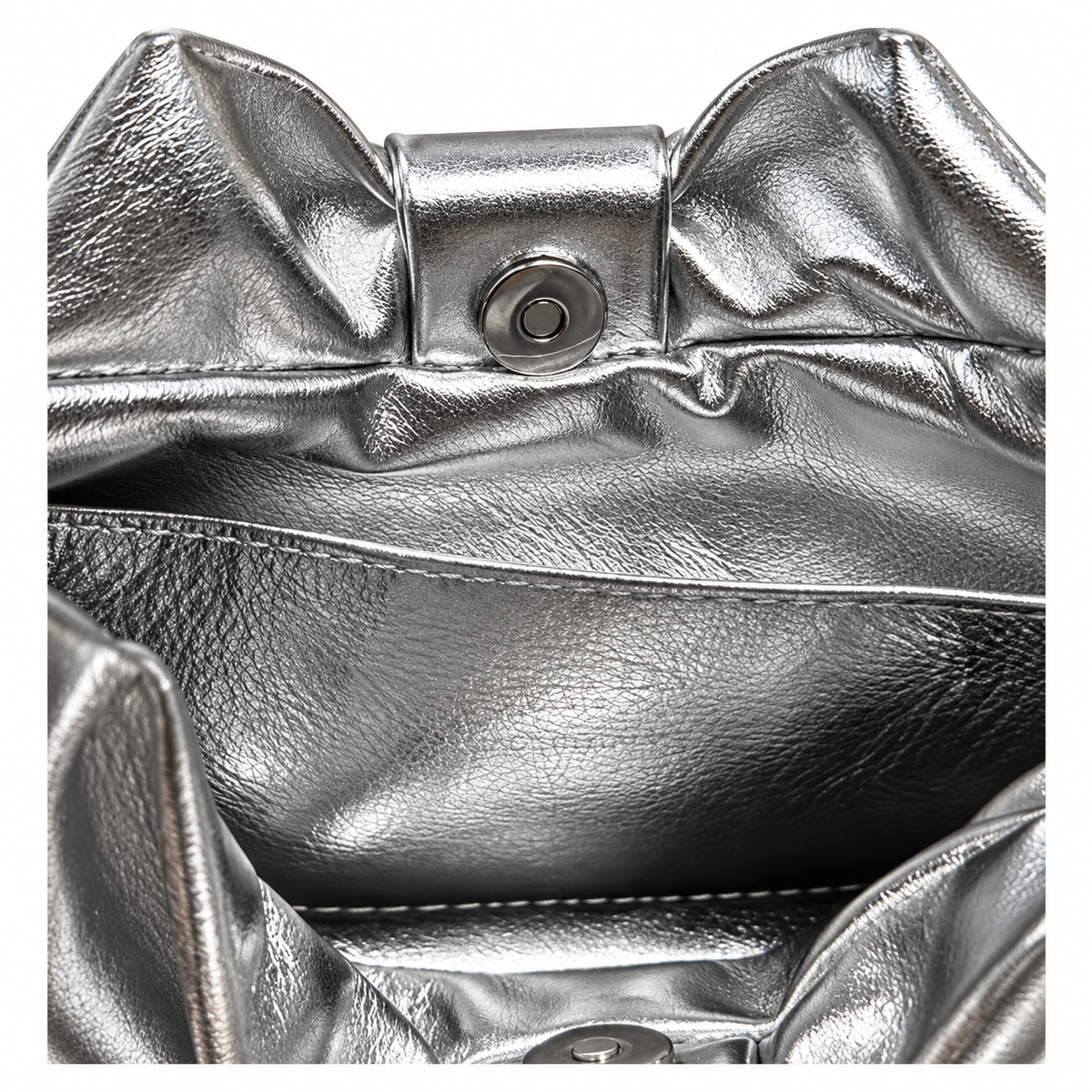 Dior Bow Bag in Silver Metallic Leather with Silver Chain Strap