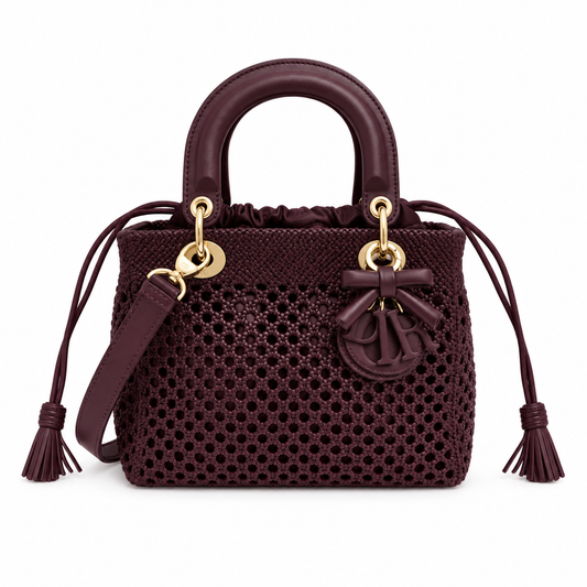 Lady Dior Medium Wicker Bag in Bordeaux