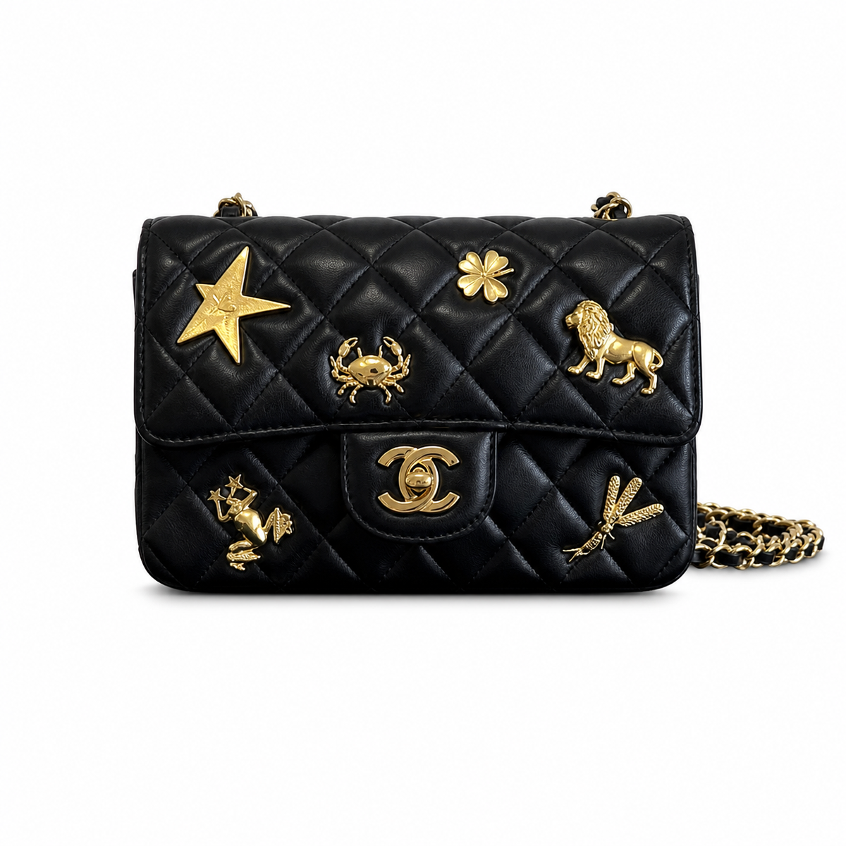 Chanel Black Quilted Charm Flap Bag